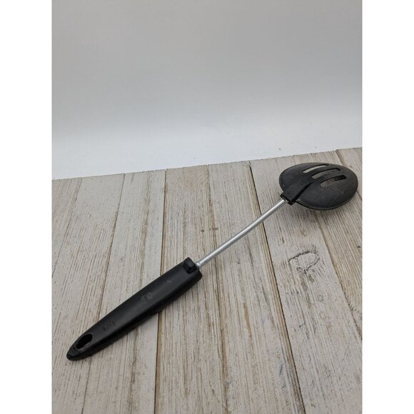 Black Nylon Plastic Slotted Spoon 12" Unbranded Black Handle - Picture 4 of 6